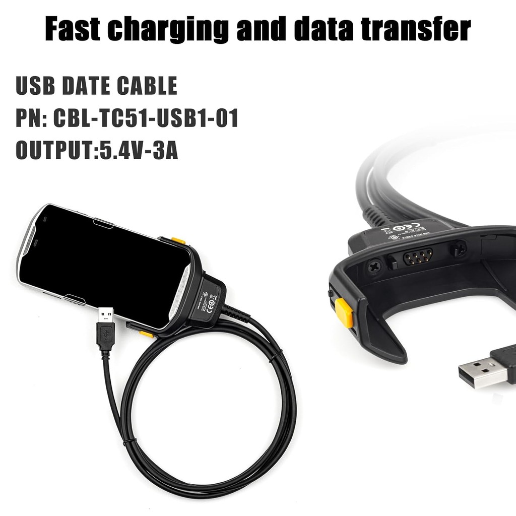 TC56 USB Charger สําหรับ Zebra TC51 TC510 TC510K TC52 TC56 TC57 Series,5.4V 3A Quick Charge 6ft PDA 