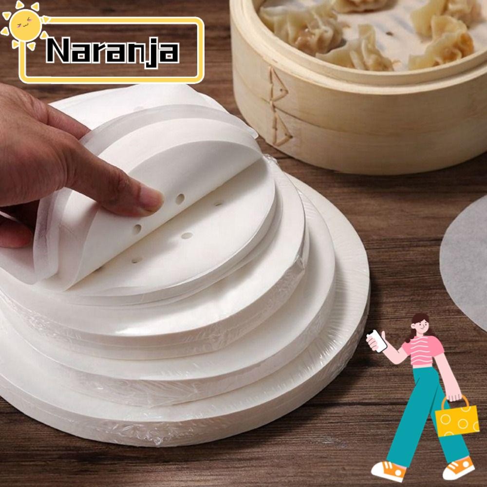 NARANJA 100 ชิ้นกระดาษนึ่ง,ทิ้ง 4/5/6/7/8in Buns ขนมอบกระดาษไม่ติด,ทนทานรอบ Buns Pad กระดาษครัวทําอา