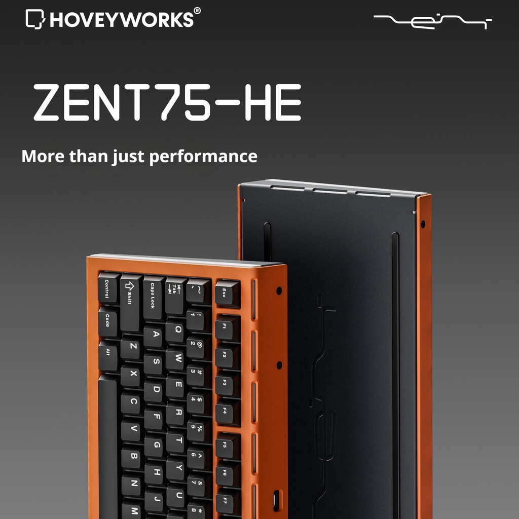 HOVEY WORKS ZENT75HE อลูมิเนียมอัลลอยด์แบบมีสายคีย์บอร์ดแกนแม่เหล็ก 8K อัตราการคืน RT0.01 ที่ถูกต้อง