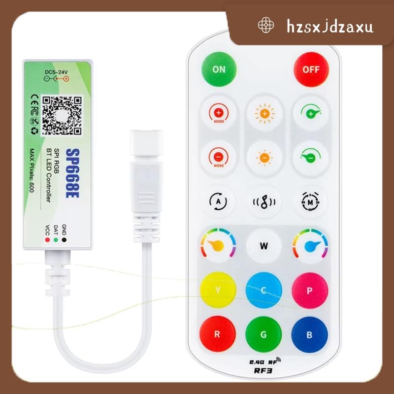 hzsxjdzaxuSP668E SPI RGB LED Controller 600 IC รองรับ BT APP 2.4G รีโมทสําหรับ WS2811 สําหรับ WS2812