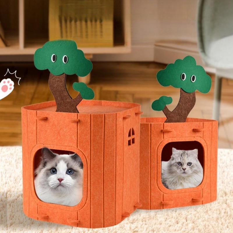 ทนต่อการสึกหรอ Scratch-Resistant สบาย Felt Cat Sleeping Upper Lower Pet House Stump Pet Slee
