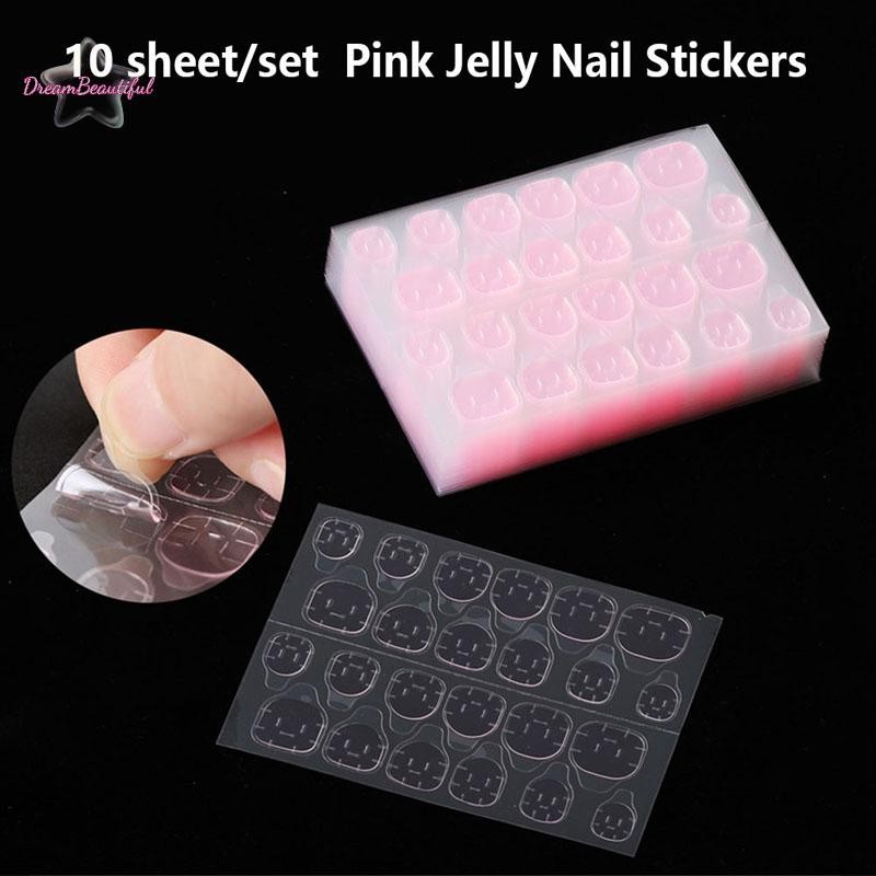  240 ชิ้นเล็บปลอมโปร่งใส Pink Jelly กาวสองหน้าเทปบางเฉียบใหม่ – โปรปัง