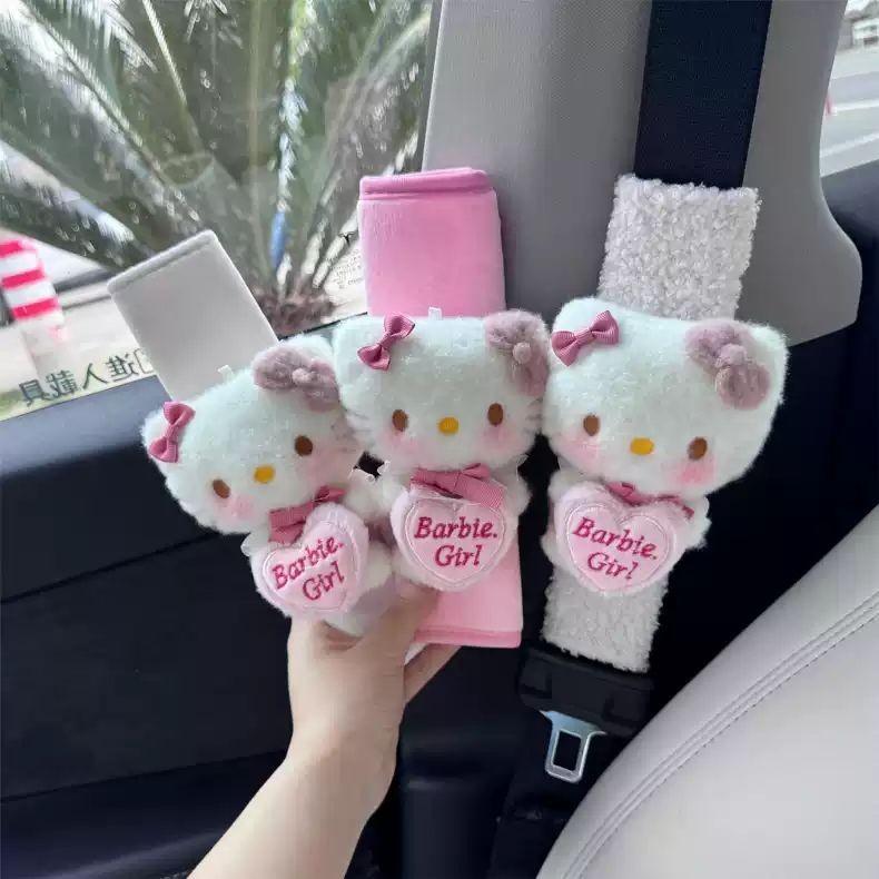 ผ้าคลุมเข็มขัดนิรภัยในรถยนต์ Hello Kitty แผ่นรองไหล่เข็มขัดนิรภัยสําหรับรถยนต์