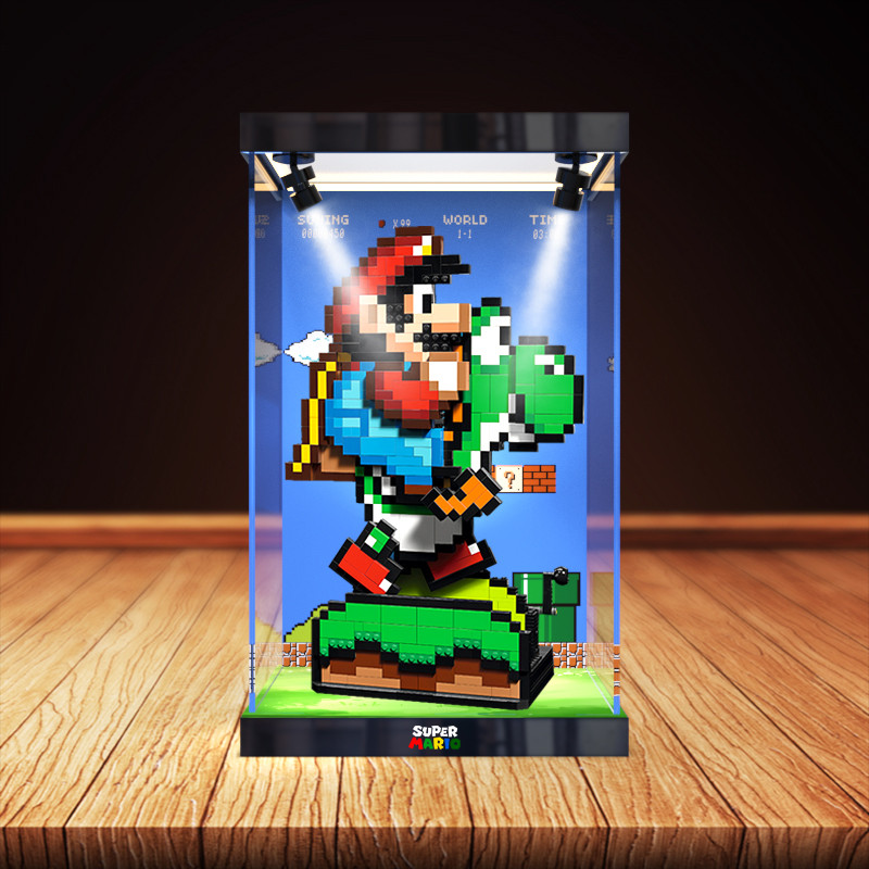 [กล่องแสดงโปร่งใส] กล่องแสดงอะคริลิคเหมาะสําหรับ เลโก้ มาริโอ ชุด 71438 มาริโอ และ โยชิ รุ่นฝาครอบกั