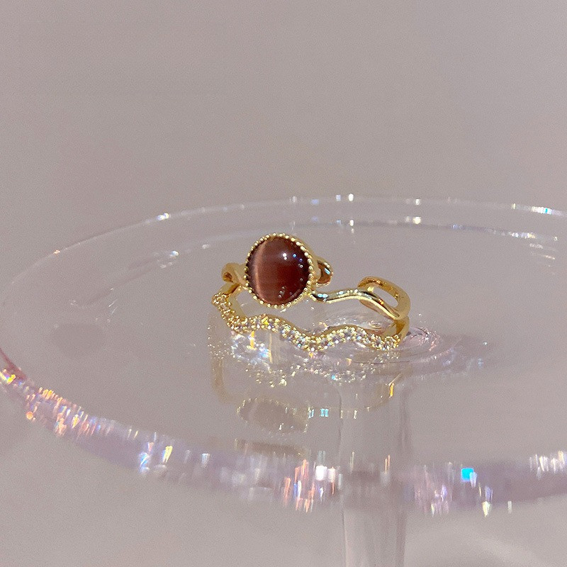 SSB แหวนพลอยตาแมว ซิร์โคเนียสองชั้น สไตล์ฝรั่งเศสวินเทจ S399 - รูปที่ 3