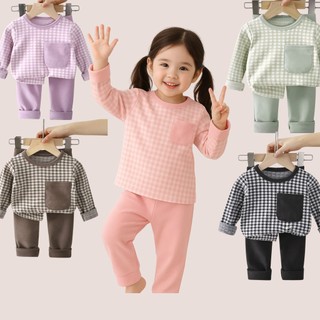 Dolemi Baby ชุดนอนเด็ก ขายาว ผ้านุ่ม ลายสก็อต แขนยาว สีสันสดใส สำหรับลูกน้อยของคุณ มีหลายสีให้เลือก