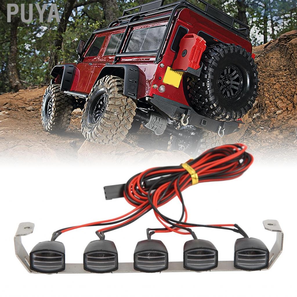 Puya Puya -th Alomejor Lights LED Square Roofer Light สำหรับ SCX10 1/10 RC Crawler - สีดำและเงิน (สี