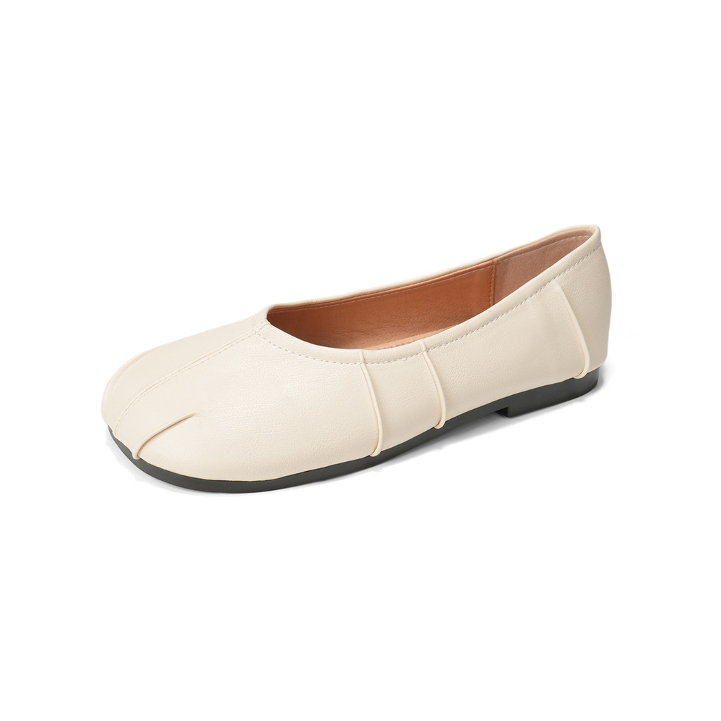 TT79 993-17 All-Match จีบ Slip-On Weiwei Grandma รองเท้าแบนปากตื้นผู้หญิง Super Soft สาว Peas รองเท้