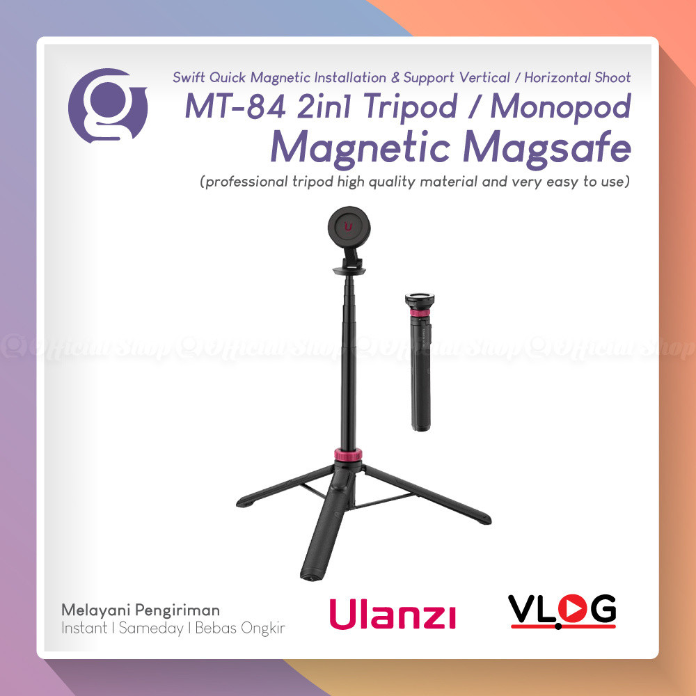 ULANZI MT-84 ขาตั้งกล้องแม่เหล็กขยายได้ 1.5M Selfie Stick สําหรับสมาร์ทโฟน HP Magsafe Live Stream MT