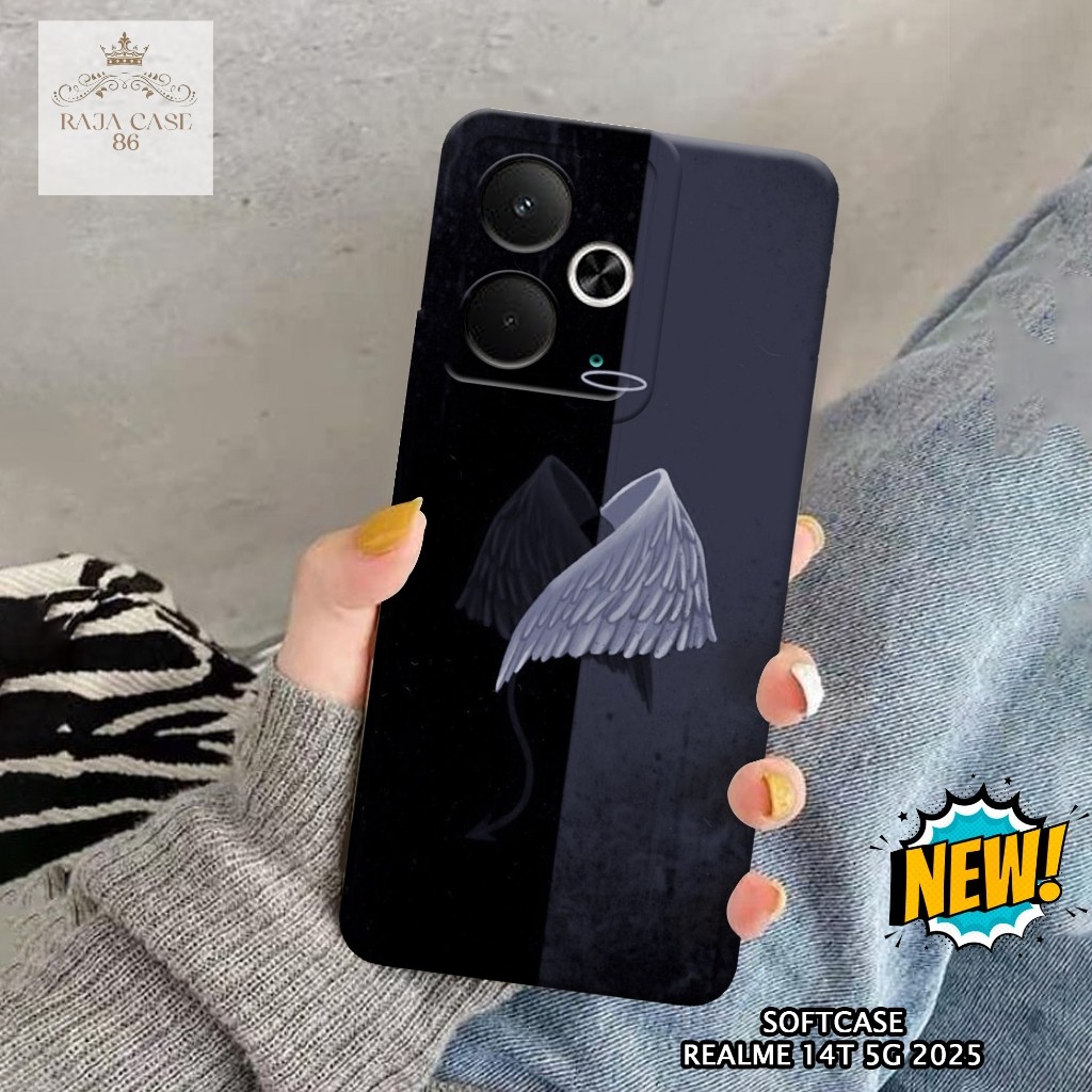 HP Softcase Realme 14T 5G 2025 - Rajacase - เคส Realme 14T 5G - เคสขาวดํา Motif - เคส Realme 14T 5G 