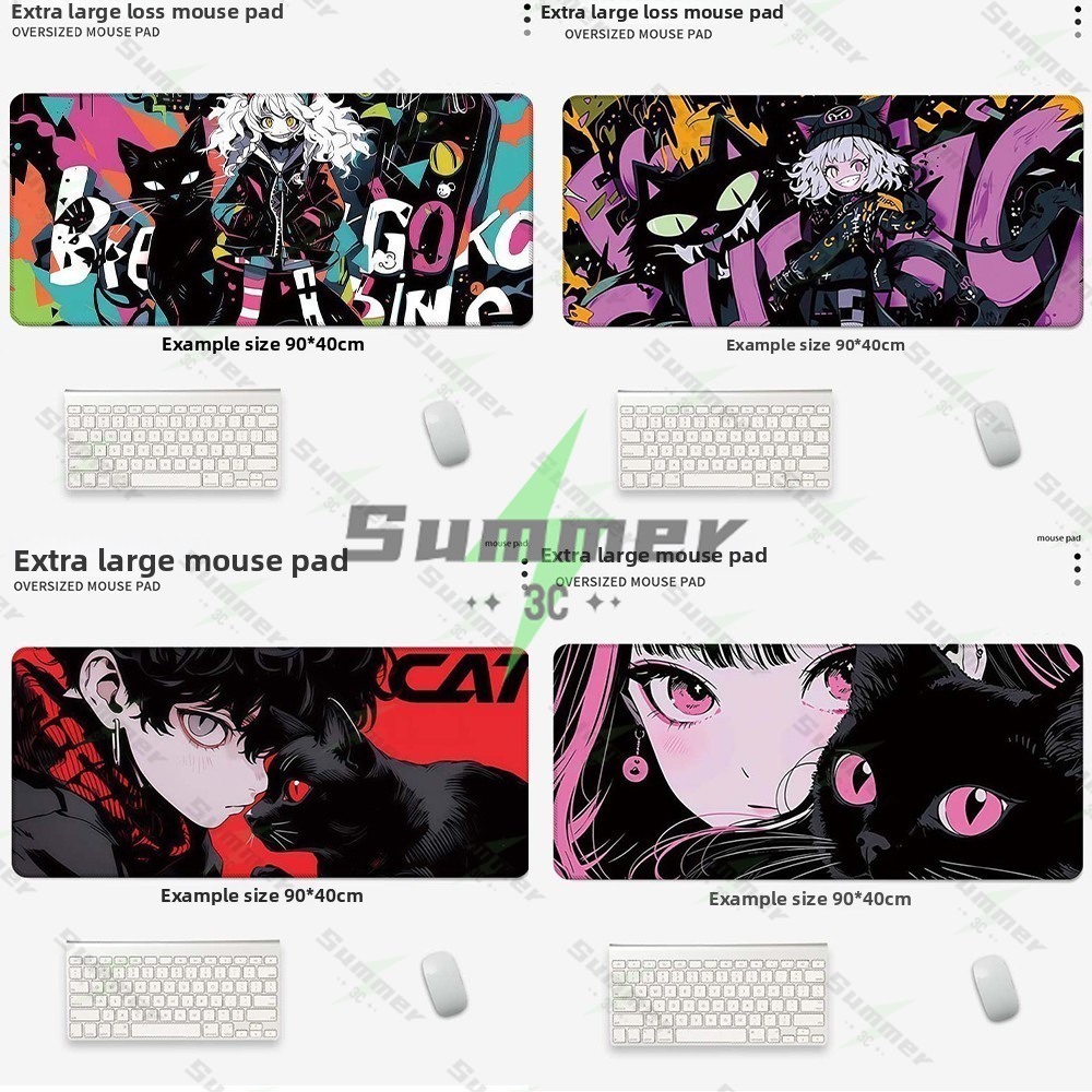 แผ่นรองเมาส์สำหรับเล่นเกมขนาดใหญ่ 80*30*0.2 ซม พร้อมฐานกันลื่นและขอบเย็บสำหรับสำนักงาน คอมพิวเตอร์ ค