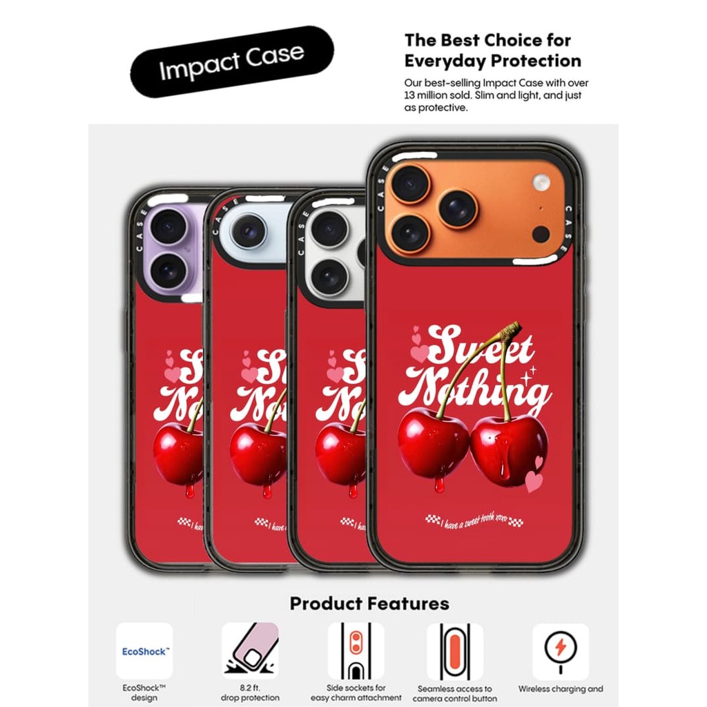 CASECASE X Sweet Nothing Case Black Edge Clear Hard Magnetic Vacuum Impact Case สําหรับ Apple IPhone 12 13 14 15 16 17 Pro Max Air Plus พร้อมกล่อง