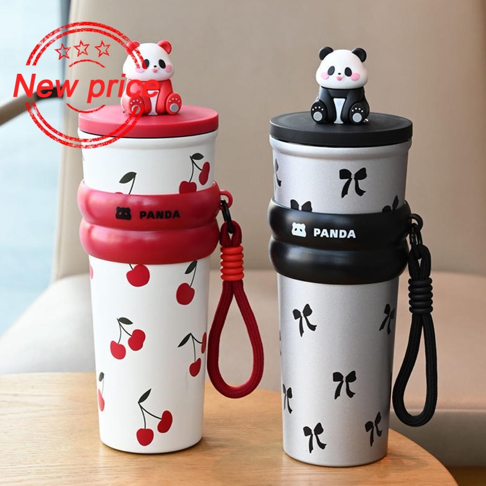 700ml การ์ตูน Panda Thermos ถ้วยเชือกยก 316 สแตนเลสเด็กถ้วยสูญญากาศ J7k1