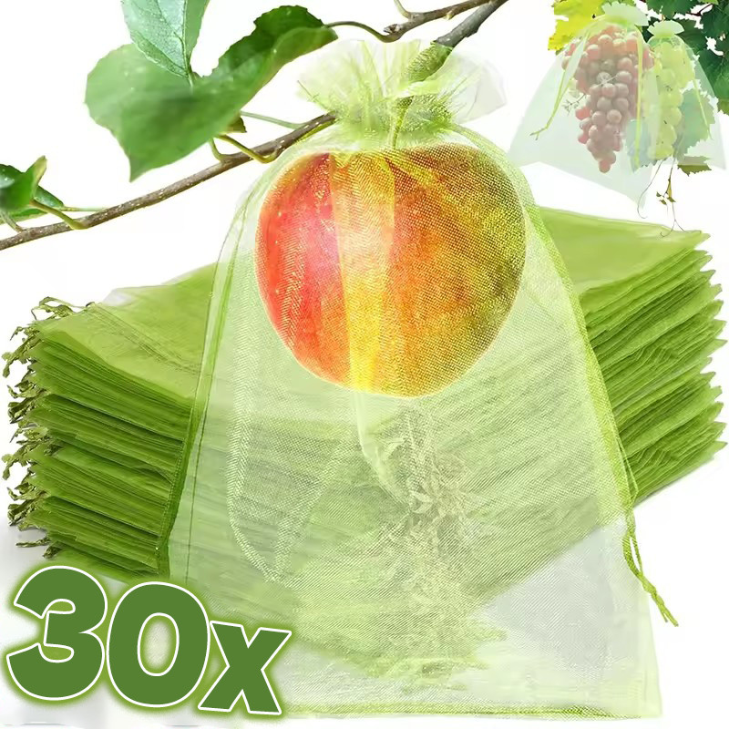 10/20/30 ชิ้น Multsizes ถุงป้องกันผลไม้ - ตาข่ายบางระบายอากาศได้พืช Bird-proof แมลง Drawstring Pouches