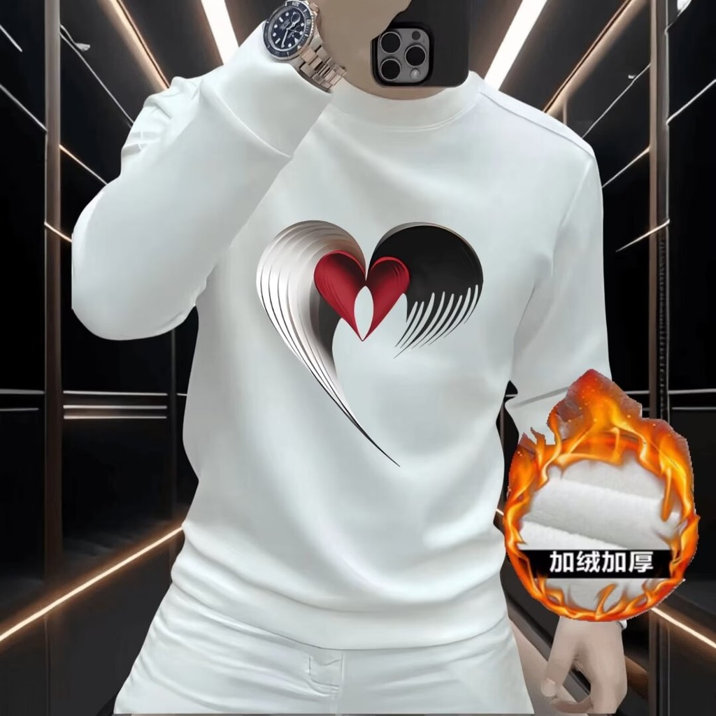 2024 เสื้อกันหนาวสไตล์ฮ่องกง ใหม่2025 ผู้ชายรอบคอพิมพ์ฤดูใบไม้ผลิฤดูใบไม้ร่วง ปลาค็อด เกาหลีรุ่นหลวม