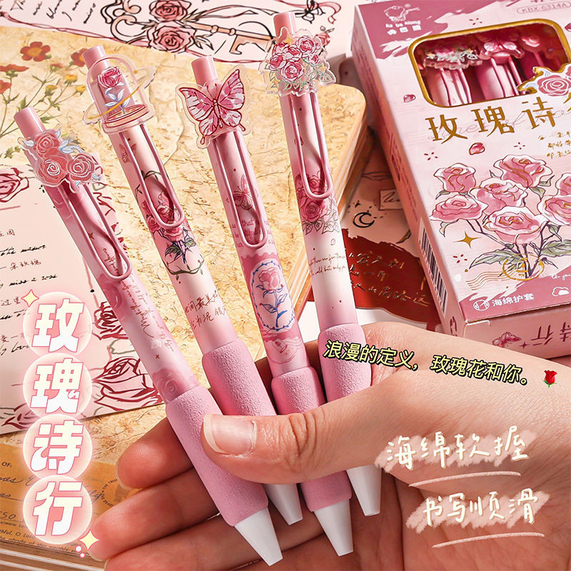 New Product#ins High-Value European Style Retractable Gel Pen Chinese Style Student Exam Pen ST Quic