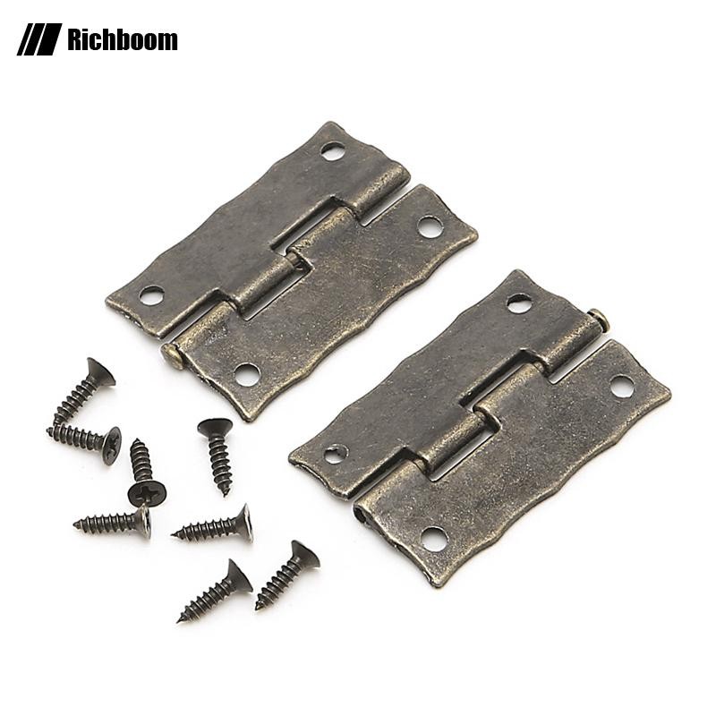 Rich 2x โบราณ Bronze ตู้เฟอร์นิเจอร์ประตูลิ้นชัก Jewellery กล่องบานพับ 35x28 มม.