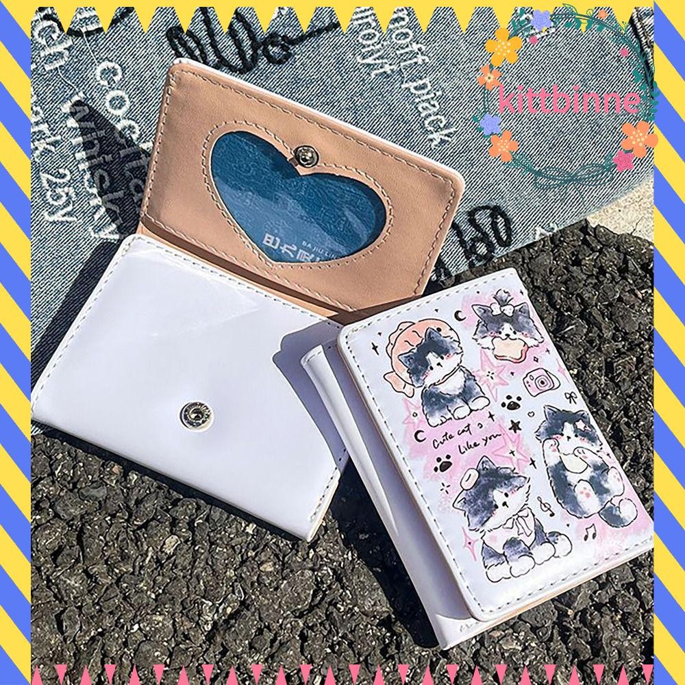 กระเป๋าสตางค์พับได้ 3 ตอน สไตล์.Simple PU หนังน่ารัก ลายลูกแมวลายสุนัข เหมาะสำหรับนักเรียนหญิง เป็นของขวัญ