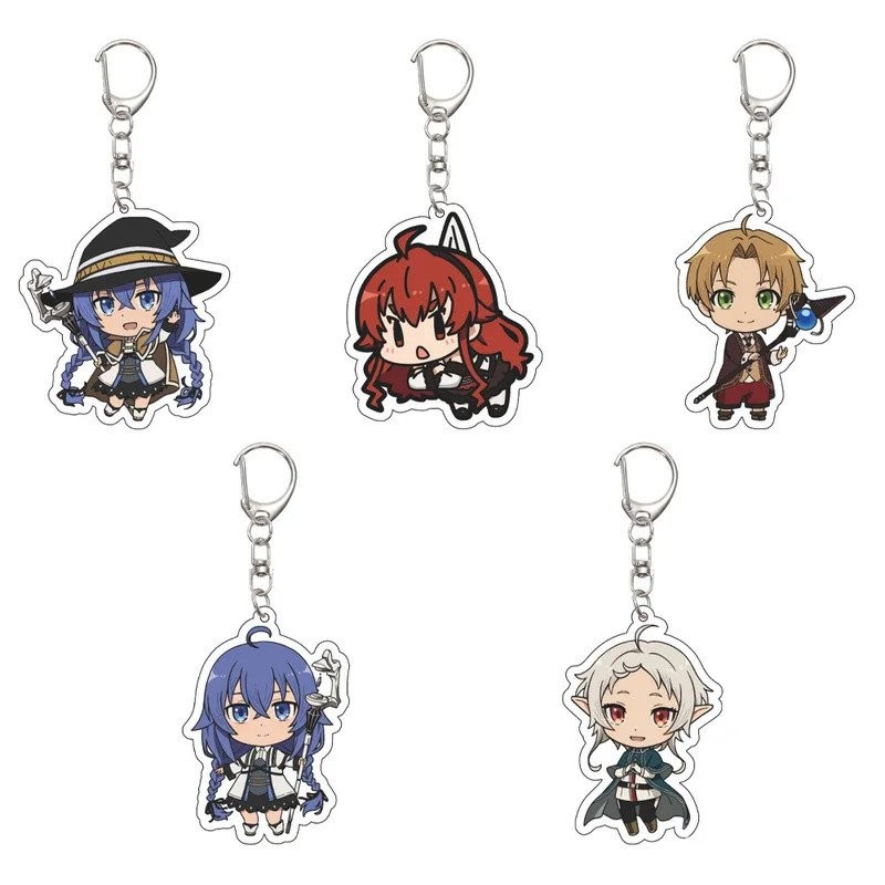 55MM อะนิเมะ Mushoku Tensei:Jobless Reincarnation พวงกุญแจ Rudeus Greyrat Key Chain อะคริลิครุ่นแผ่น