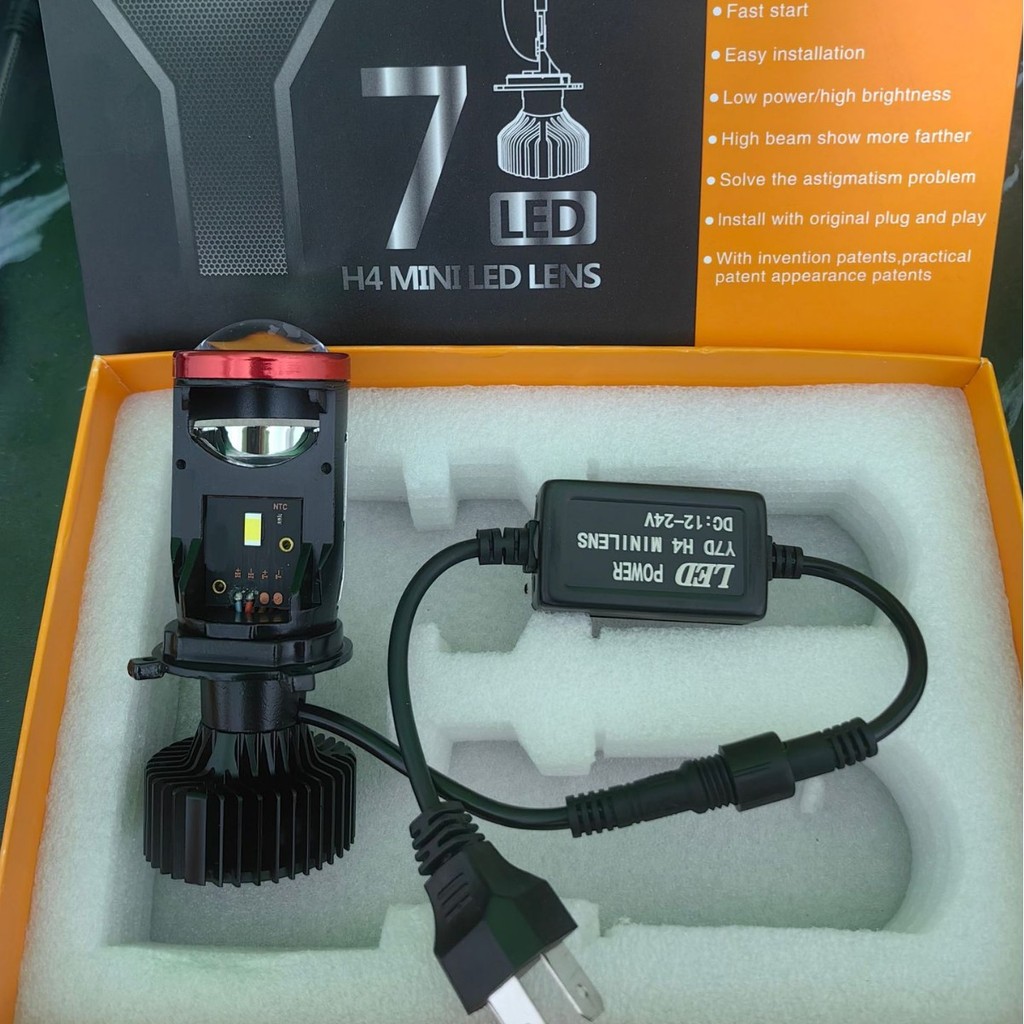 Y7D ไฟหน้ารถ led H4 เลนส์ Y8D ระยะใกล้แบบบูรณาการ Super Bright Car รถจักรยานยนต์ Universal