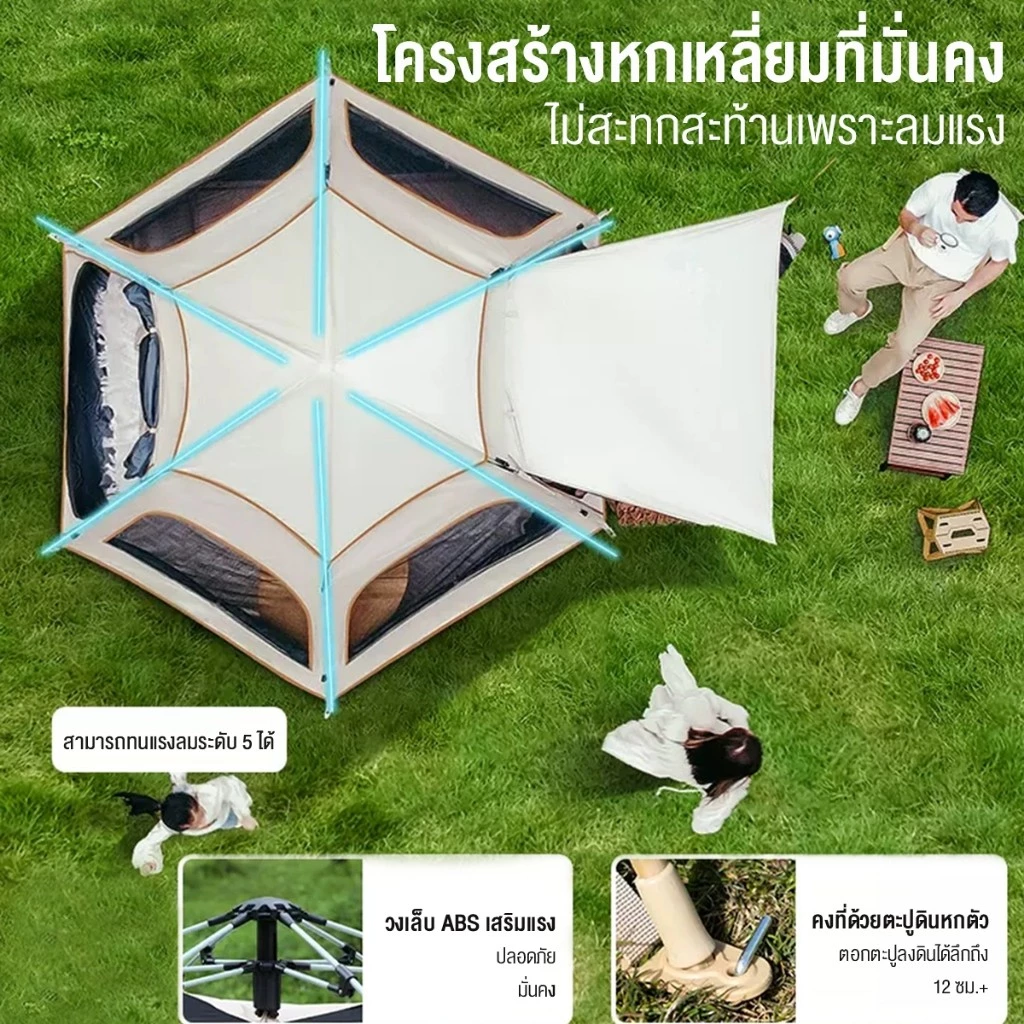 เต็นท์นอนแคมป์ปิ้ง 4-5 คน กันแดดกันน้ำ 2 ประตู thumbnail 6