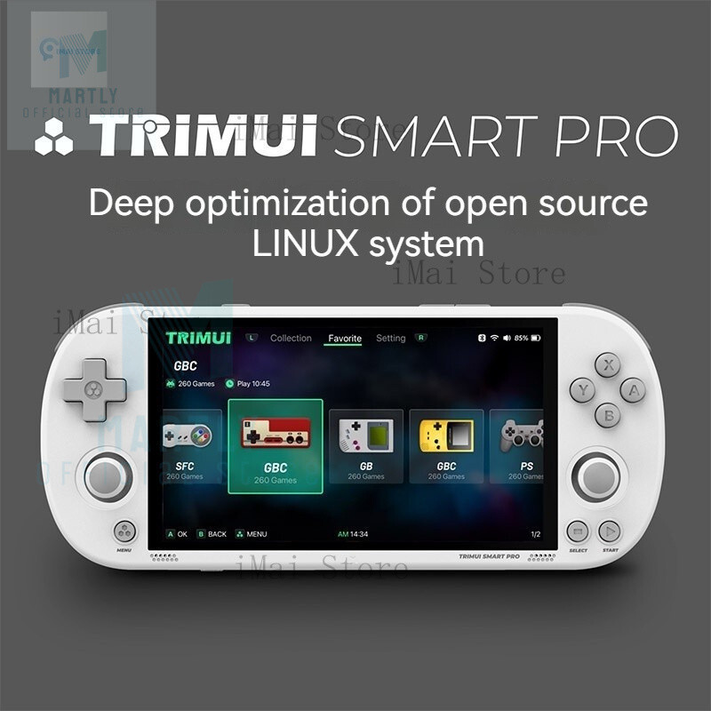 Martly TRIMUI สมาร์ท Pro เปิดคอนโซลเกมมือถือ Retro อาเขต HD 4.96 นิ้วหน้าจอ Ips เกม ConsoHT99 JF7Z