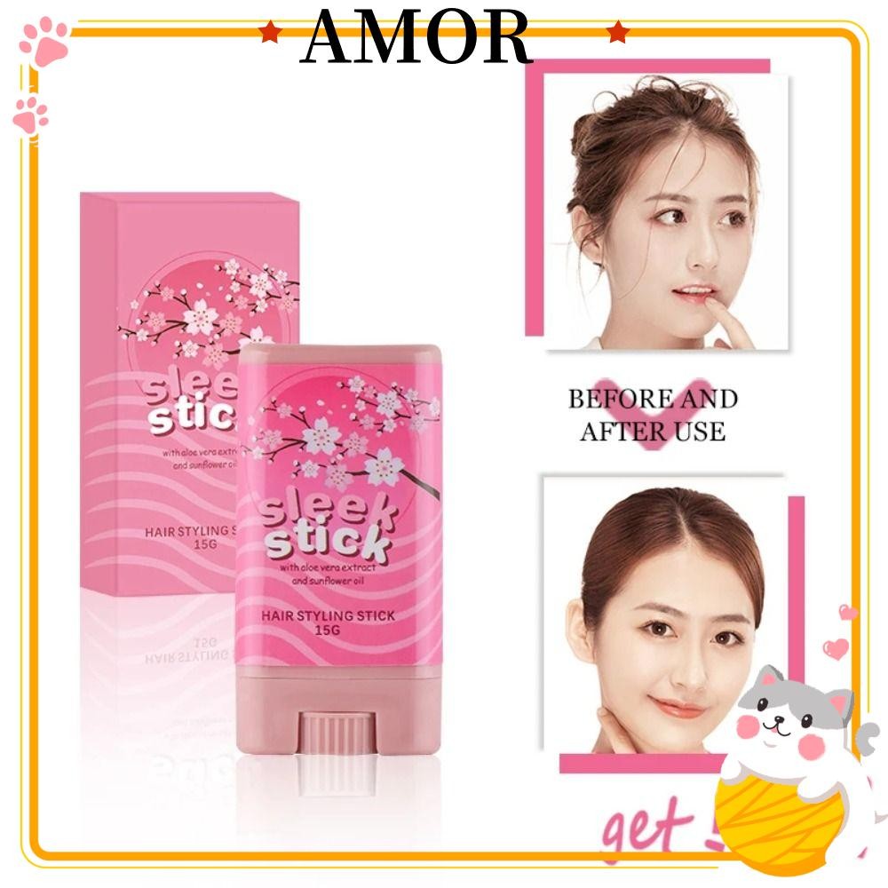 AMOR Hair Wax Stick, Fixed Fluffy Hair Artifact Wax Hair Bar, แบบพกพา Non Greasy จัดแต่งทรงผม Wax เด