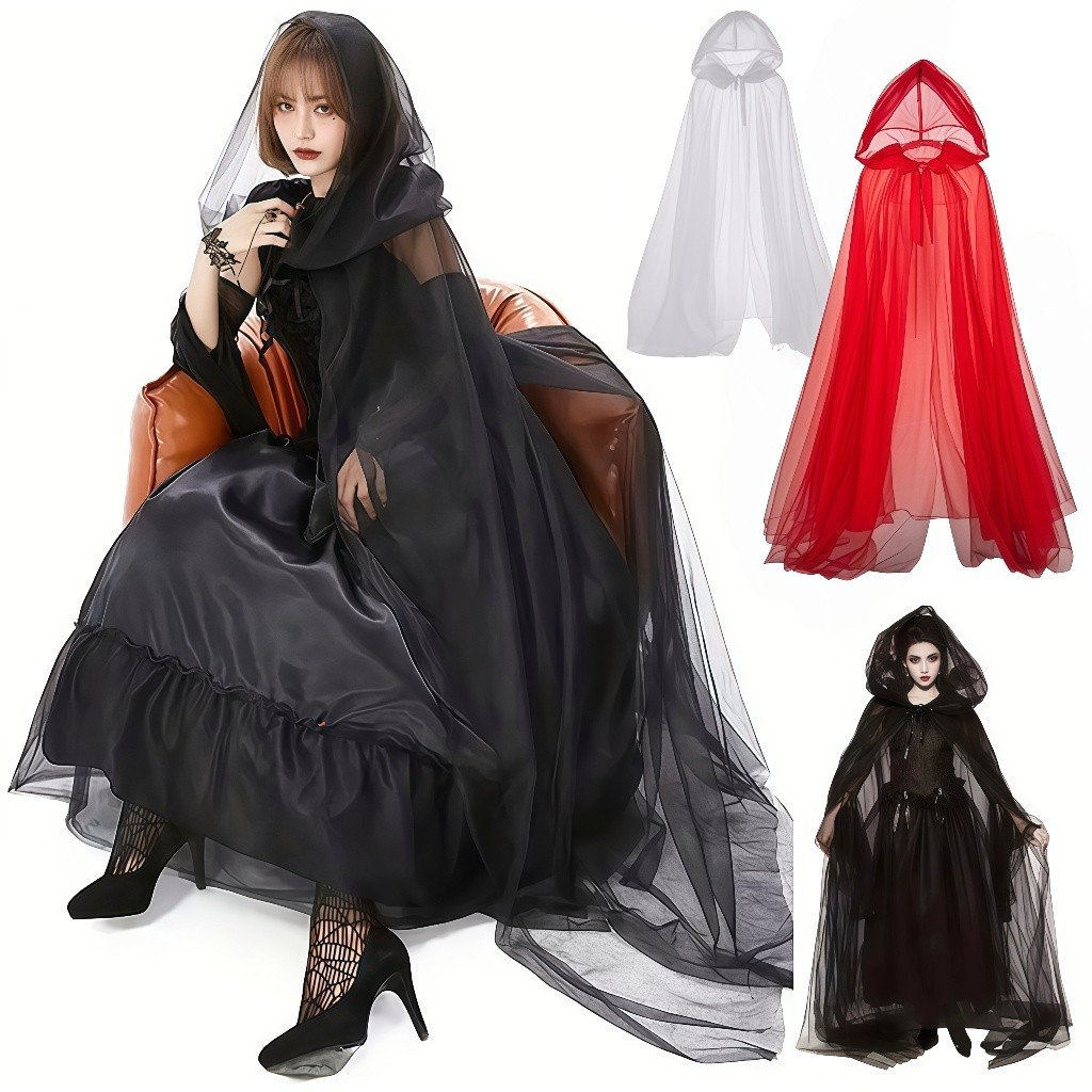 เสื้อคลุมตาข่ายสีดำHALOWEEN พร้อมใช้สำหรับcosplay