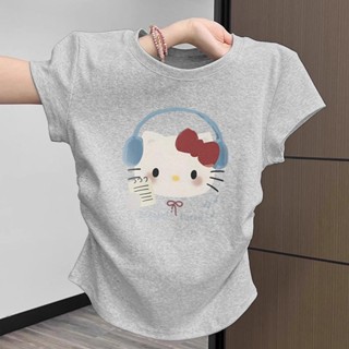 สไตล์เกาหลีเสื้อยืดผู้หญิงทรงสลิม เสื้อยืดผู้หญิง เสื้อยืดคอ…