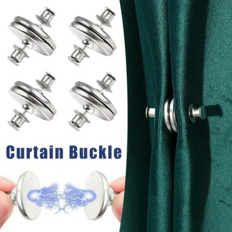 อุปกรณ์ยึดม่านแบบแม่เหล็กดูดซับแสงสองด้าน DIY สำหรับห้องนอน 1 คู่