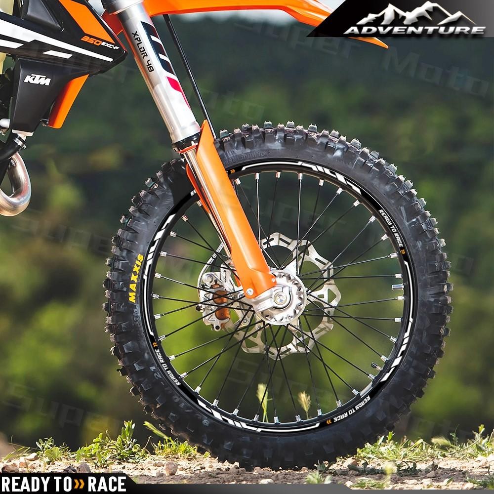 รถจักรยานยนต์ล้อสติกเกอร์ Motocross Rim Decal สะท้อนแสง 21 19 18 17 อุปกรณ์เสริมสําหรับ KTM 1290 ADVENTURE 390 690 890 790 990 1190 1090