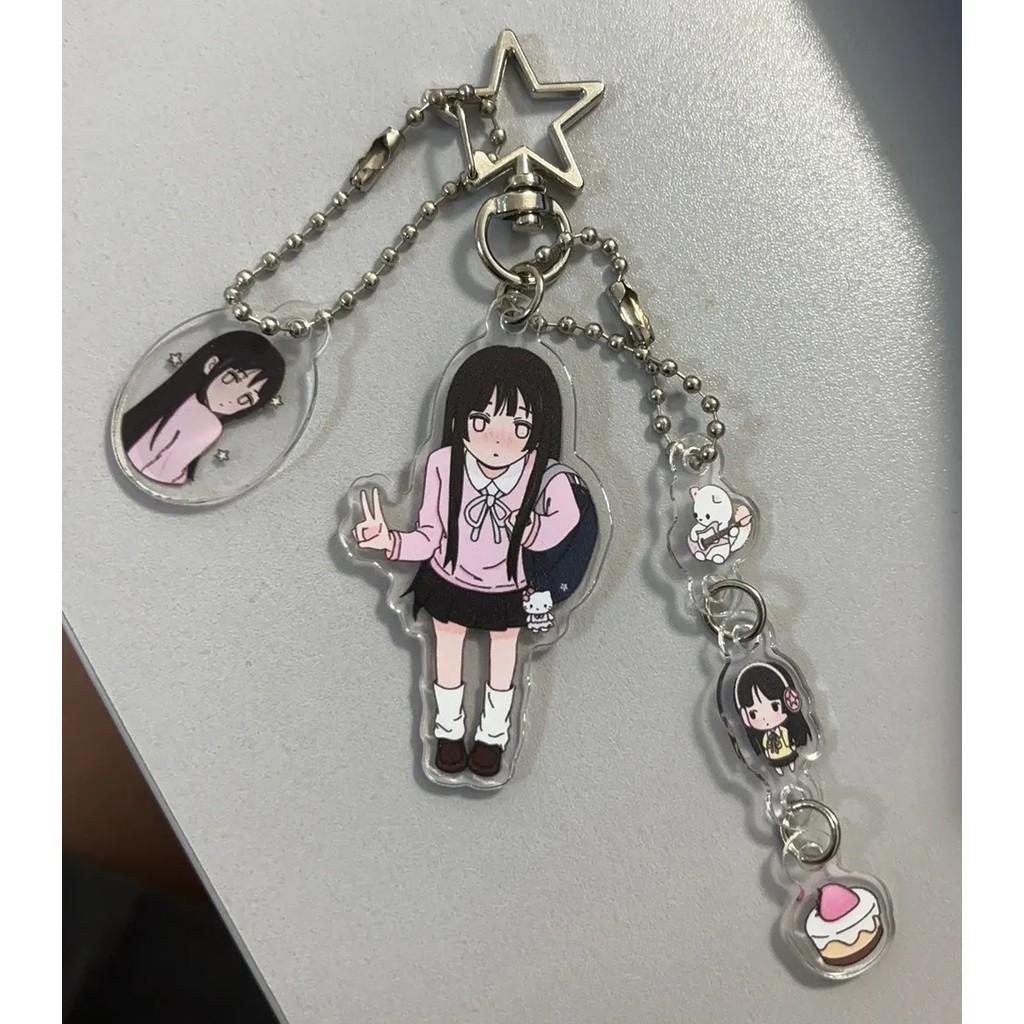 K-on อะนิเมะพวงกุญแจ Hirasawa Yui อะคริลิค Key Chain Man Akiyama Mio Key แหวนผู้หญิงกระเป๋าจี้เครื่องประดับอุปกรณ์เสริมของขวัญเพื่อน
