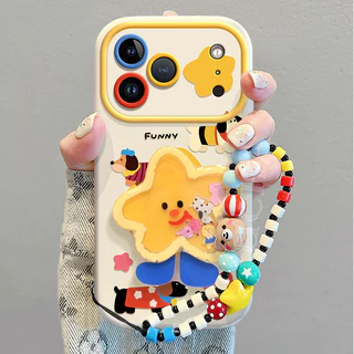 สําหรับ IPhone 17 Air 16 15 14 13 12 11 Pro Max X XR XS Max 7 8 Plus ลูกสุนัขการ์ตูนน่ารักพร้อมขาตั้งสร้อยข้อมือรูปดาวตัวอักษรน้อยเคสโทรศัพท์ปกอ่อน