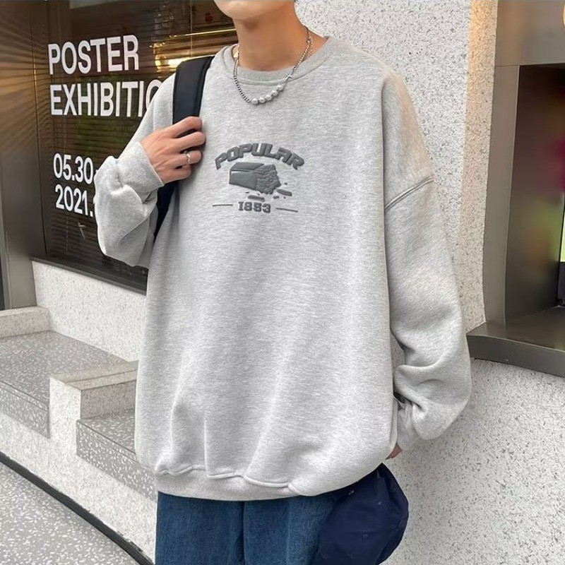 2025 NEW 2025 American Retro Autumn Sweatshirt for Men, Fleece-Lined High Street Jacket, Ins Trendy 