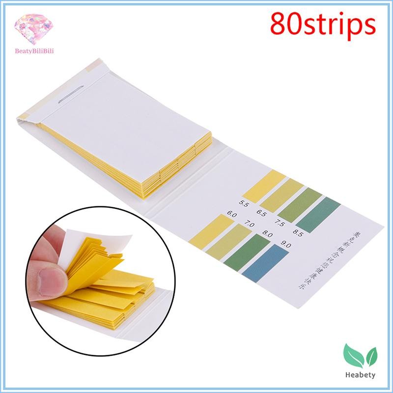 Heabety 80Strips Meters Meters ตัวบ่งชี้ค่า PH 5.5-9.0 กระดาษทดสอบ Litmus กรดอัลคาไลน์ใหม่