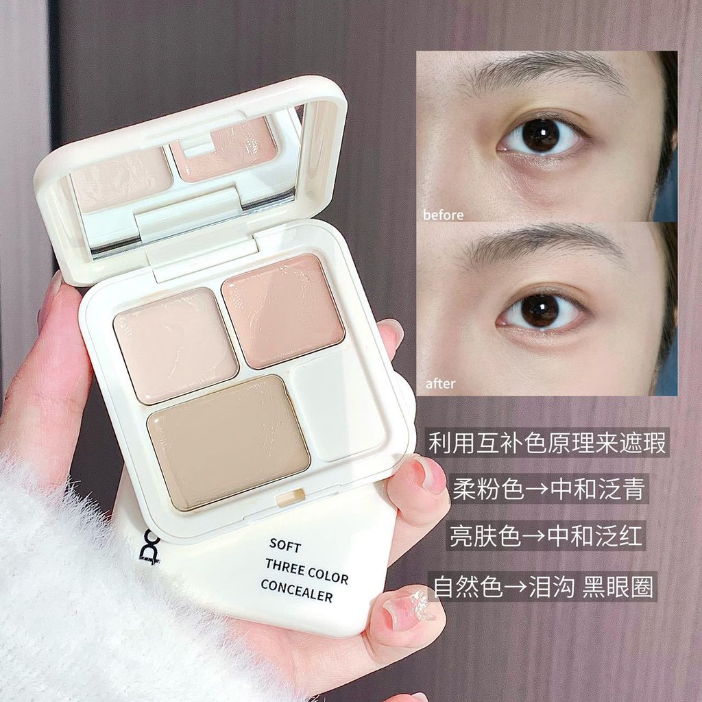[คลังสินค้าพร้อม] kemood Soft คอนซีลเลอร์สามสี Palette Cover Tattoos Spots Face Repair Dark Circles 
