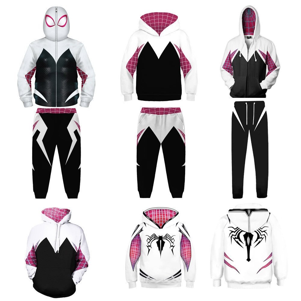 เสื้อยืด Marvel Spider-Man Gwen สไตล์cosplay สำหรับนักเรียนและครอบครัว