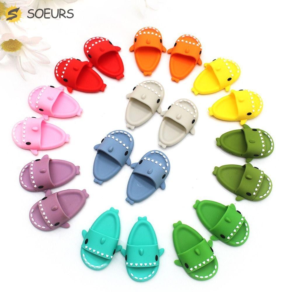 SOEURS BJD12 ตุ๊กตารองเท้า, Shark Shape Mini Ob11 ตุ๊กตา Shark รองเท้าแตะ, รองเท้าตกแต่งการ์ตูนพลาสต