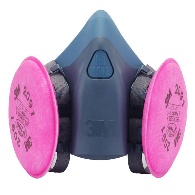 3M 防尘面具套装7502配2091滤棉 防粉尘电焊烟玻璃纤维工业面罩