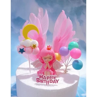 ร้านไทย พร้อมส่ง🪽 อุปกรณ์ตกแต่งเค้ก ตุ๊กตาปักเค้ก นางฟ้า happy BirthDay ฟิกเกอร์ตุ๊กตา เจ้าหญิง วันเกิด DD30