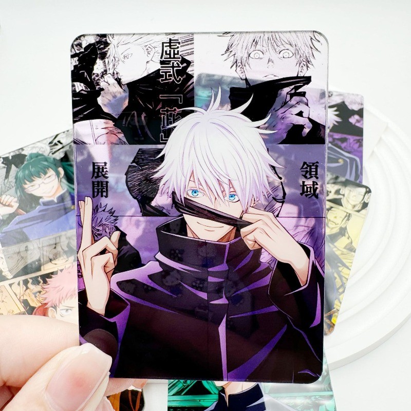 Jujutsu Kaisen อะคริลิค Thru การ์ดการ์ตูนอะนิเมะ Gojo Satoru Gato Suguru รอบการ์ดขนาดเล็กสามนิ้ว