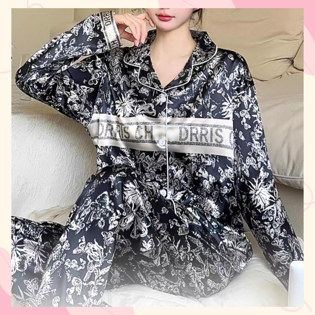 Homie - ชุดนอนสตรี รุ่น Cania แขนยาว น่ารัก ชุดนอนผู้หญิงผ้าซาตินพรีเมี่ยม นุ่ม ลื่น