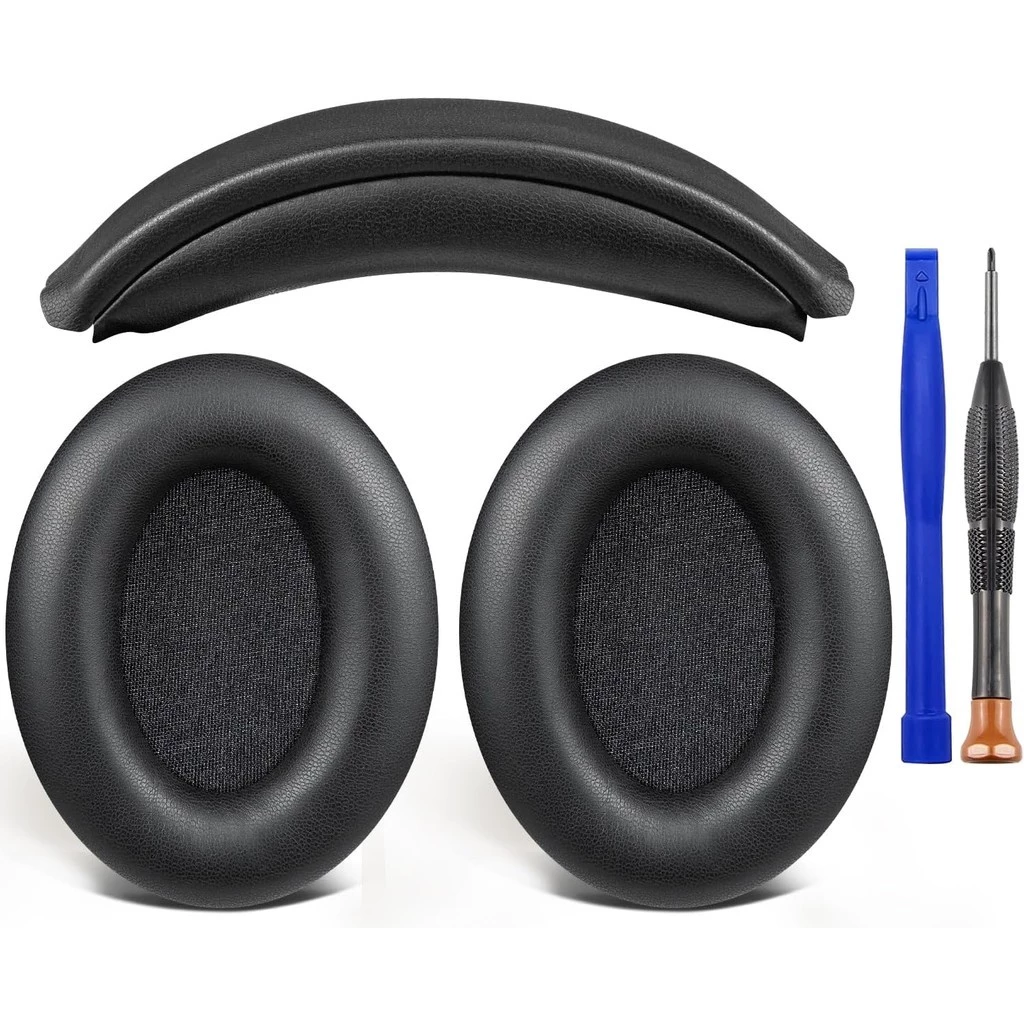 แผ่นรองหูฟัง+ที่คาดผมทดแทนสําหรับ Sony WH-1000XM3 (WH1000XM3) ฟังครอบหู, แผ่นรองศีรษะสํารองและชิ้นส่วนซ่อมแผ่นรองหูฟัง - สีดํา