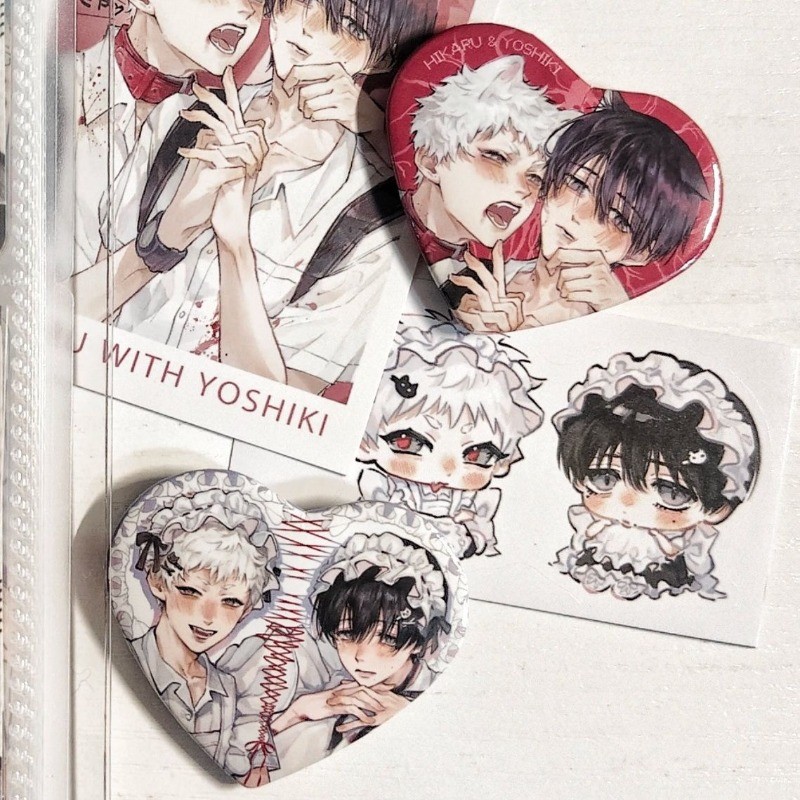 เข็มกลัดโลหะ Hikaru & Yoshiki ลายหัวใจ สำหรับผู้หญิง พร้อมใช้งานเป็นของขวัญ
