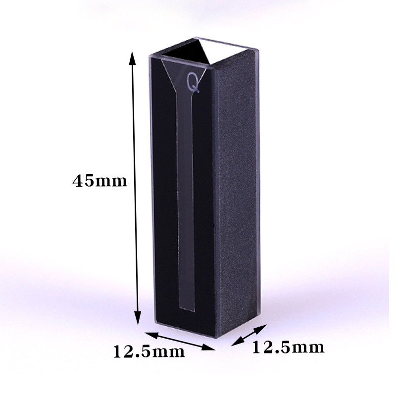 2PCS 1ml Micro JGS1 ควอตซ์ Cuvette Cell ผนังสีดําและฝาปิด 3 มม.ภายในกว้าง