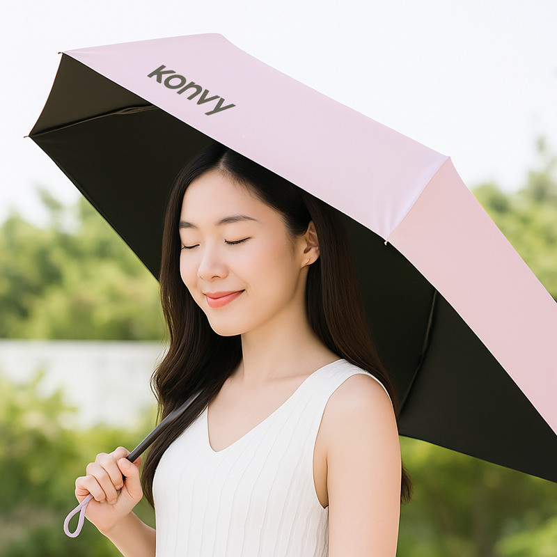Konvy Portable Pocket Sun Umbrella คอนวี่ ร่มกันยูวีแบบออโต้พับ 3 ตอน (Pink/Dark Blue/Purple/Dark Green/White) รูปที่ 5