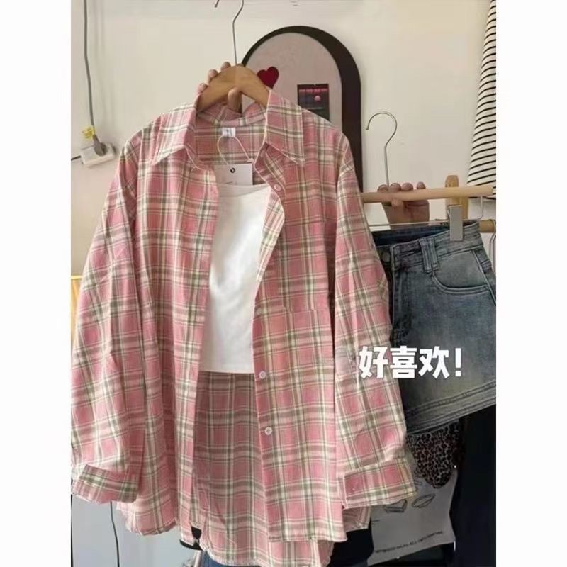 เสื้อยืดลายสก็อตลำลองแขนยาว สำหรับสตรี ฤดูใบไม้ร่วงใหม่