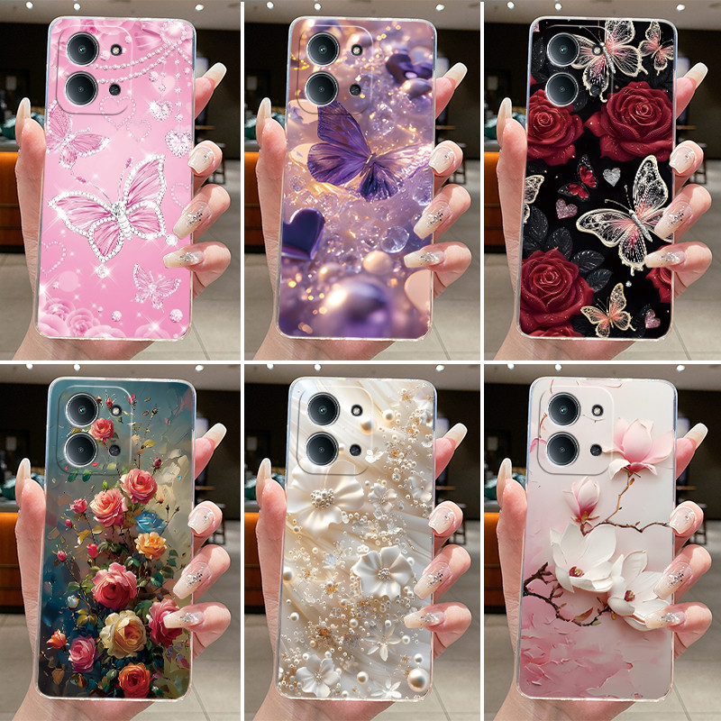 ออกแบบใหม่สําหรับ Redmi 15C Poco C85 4G กรณีหรูหราแฟชั่นผีเสื้อดอกไม้นุ่ม TPU ซิลิโคนฝาครอบโทรศัพท์สําหรับ Redmi15C PocoC85 กรณี