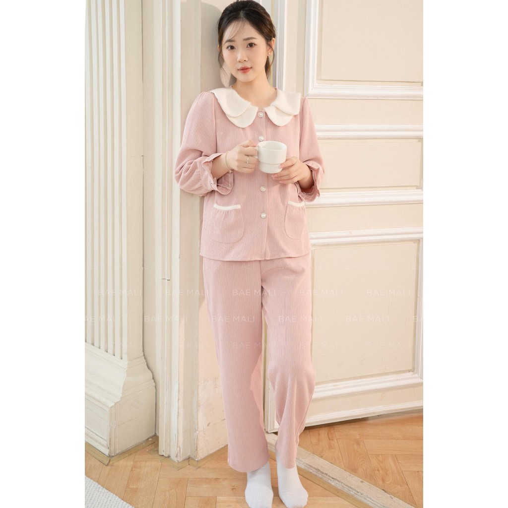 BAE MALI - SP358 เดรสบ้านไหมพรมทอคอปกขนกระต่าย