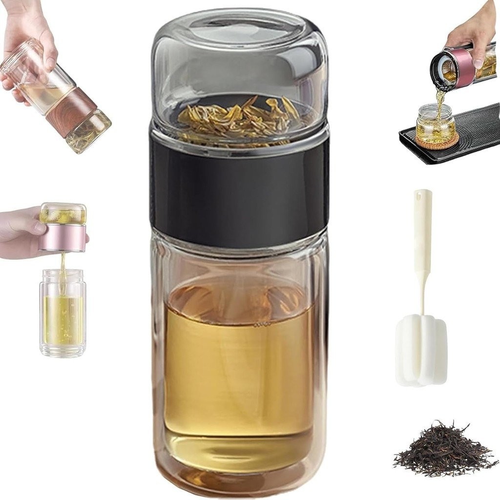 Alivefuser - Alivefuser ชา Infusie, แก้วแบบพกพา Double Wall Teas Infusers ขวดสําหรับชาใบหลวมความร้อน